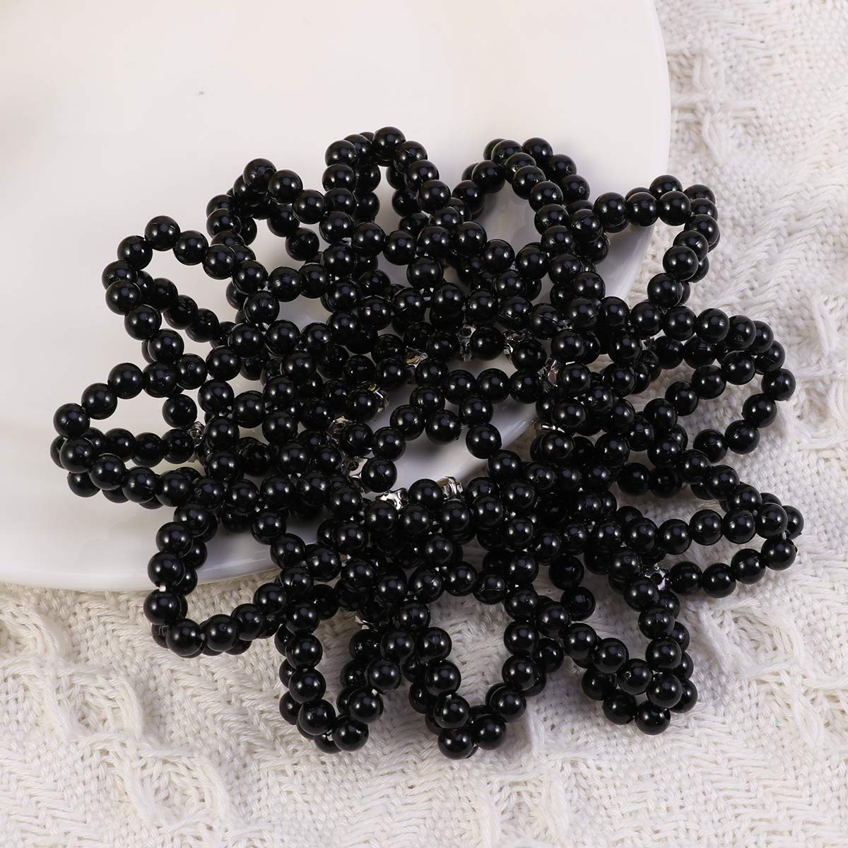 Beaupretty Pearl Hair Snood Elastic Crochet Hair Net with Pearl Decor Bun Cover for Ballet Dance Gymnastics Performance Party Handmade Accessory for