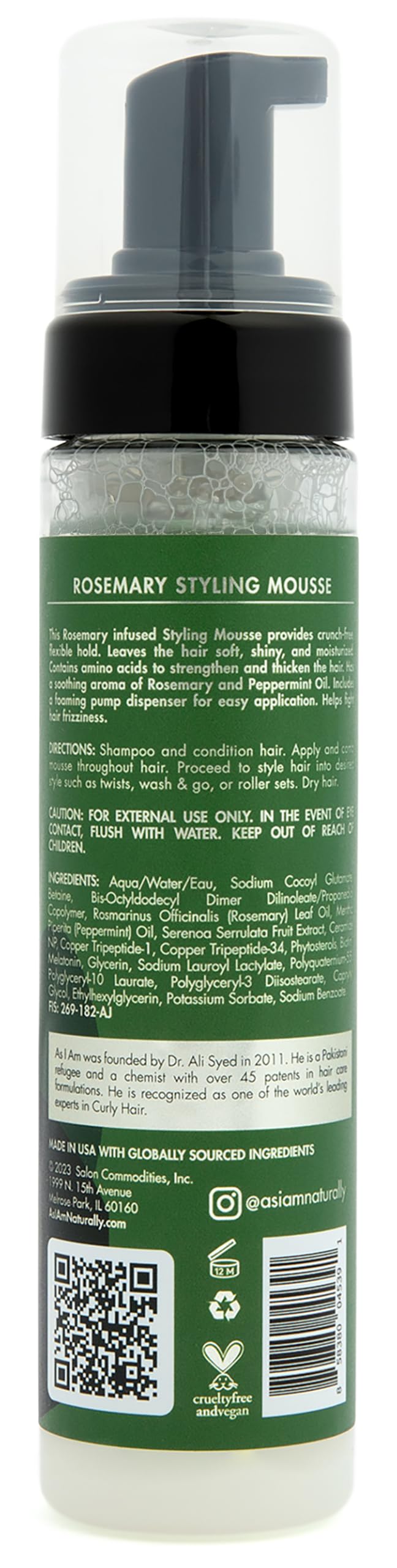 As I Am Rosemary Styling Mousse 8 Fl Oz (237 ml) - with Biotin & Saw Palmetto Beauty & Personal Care As I Am