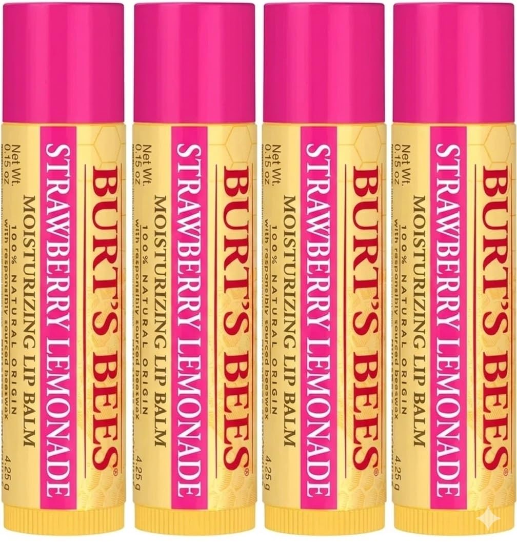 Burt's Bees 100% Natural Origin Moisturizing Strawberry Lemonade Lip Balm .15oz (4 Pack) Beauty and Personal Care Burt's Bees
