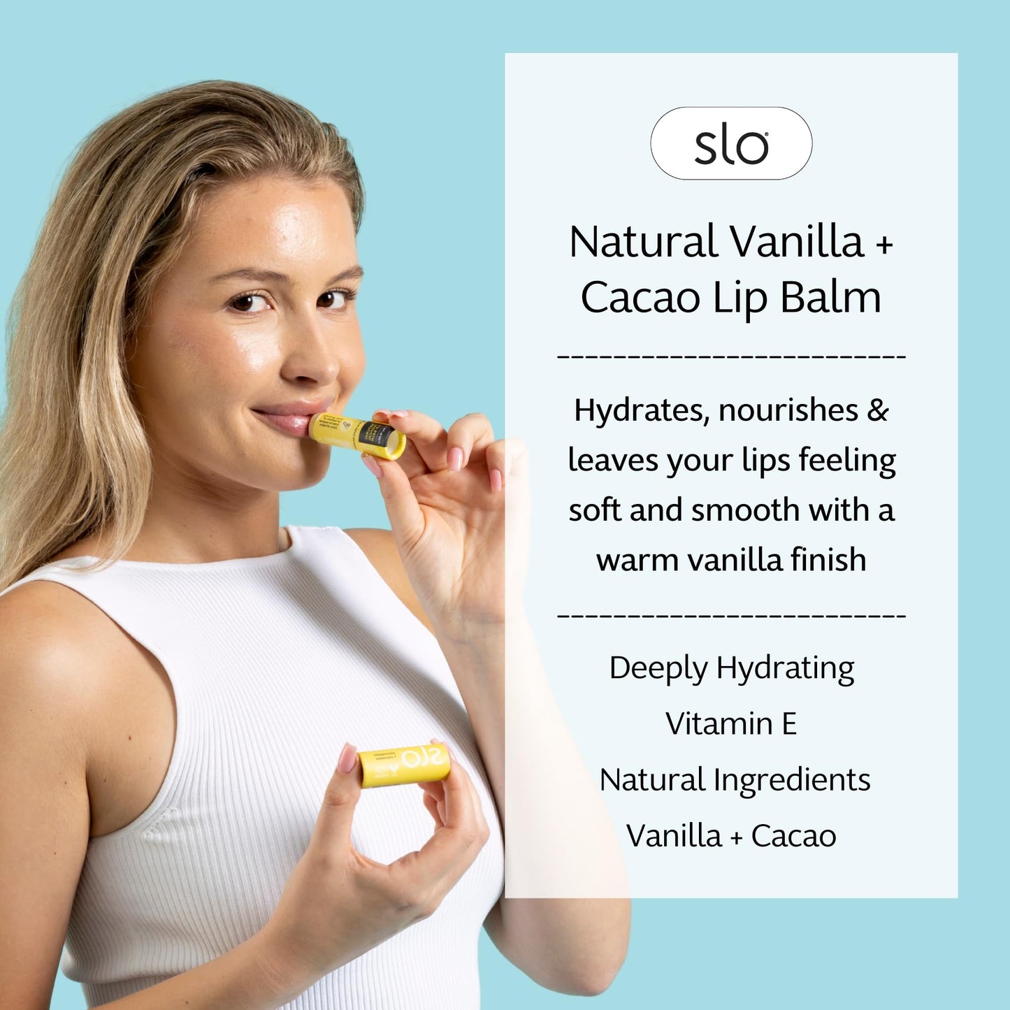 Slo Hydrating Lip Balm - All Natural Ingredients, Rich Lip Balm with Organic Jojoba, Rosehip, Cocoa Butter - Vegan, Cruelty-Free, Paper Packaging Beauty and Personal Care Slo