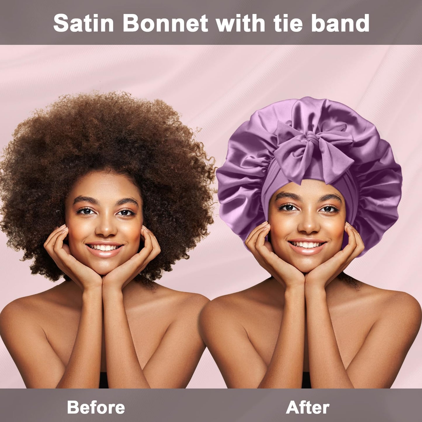 2Pcs Silk Hair Satin Bonnet for Sleeping Women,Large Satin Sleep Bonnets for Women with Elastic Tie Band Silk Hair Wrap with Ajustable Straps,Night Beauty and Personal Care FIRSTPELLA