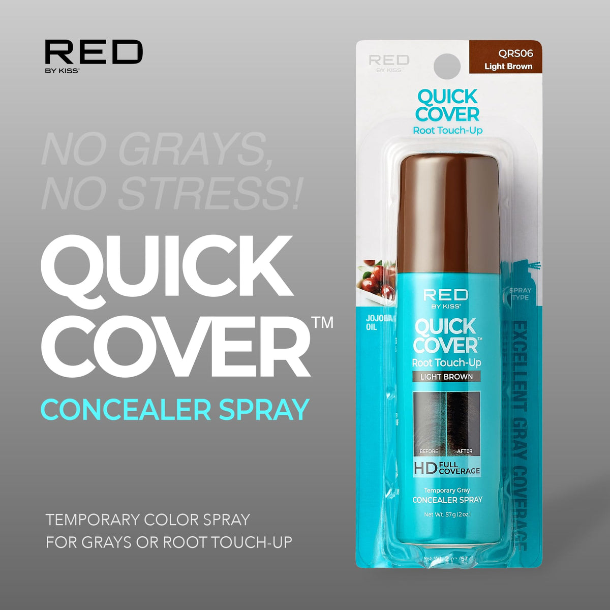 Red by Kiss Quick Cover Root Touch-Up Spray, Waterproof & Smudge-Proof Gray Coverage, Quick-Dry Formula with Jojoba Oil, Lightweight & Travel-Friendly Beauty & Personal Care Red by Kiss