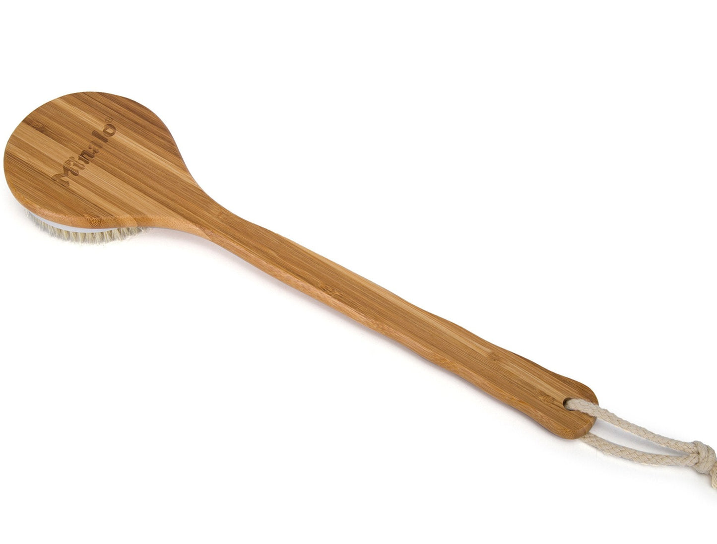 Minalo Best Bath Dry Body Brush -Natural Boar Bristles Shower Back Scrubber With Long Handle for Cellulite, Exfoliation, Detox Beauty and Personal Care Minalo