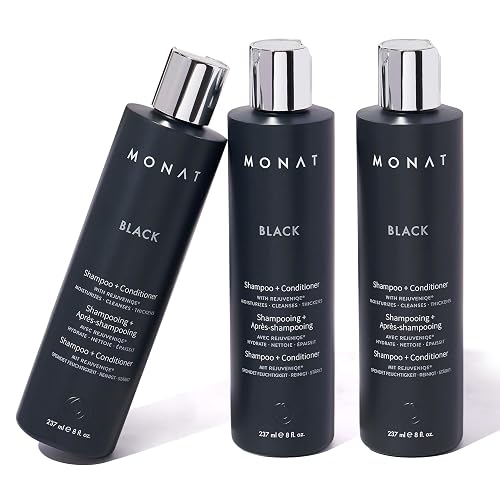 MONAT Black Shampoo + Conditioner - 3-Month Supply - A 2-in-1 Formula for Optimal Hair Care in One Step - Cleanses, Conditions, and Promotes Stronger Beauty & Personal Care MONAT