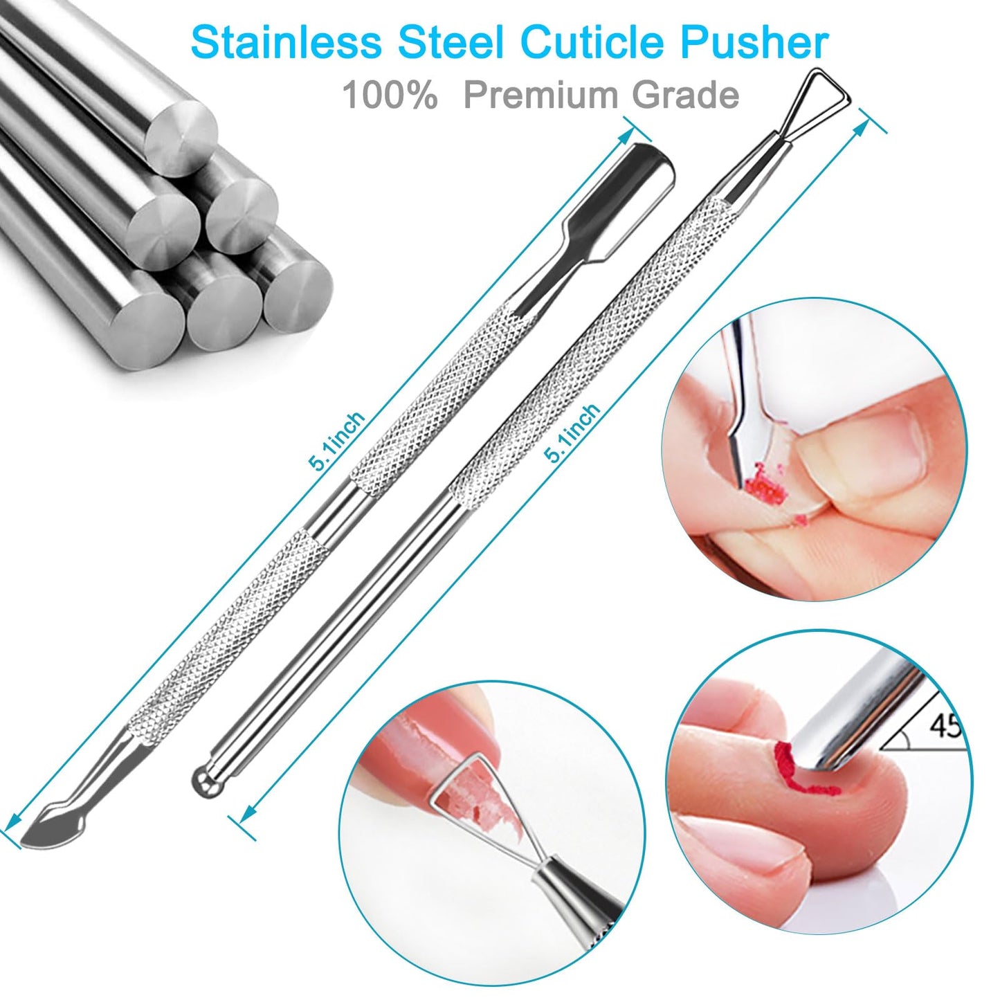 Pingispower Cuticle Trimmer with Cuticle Pusher Set, 9PCS Professional Cuticle Nippers & Premium Stainless Steel Durable Cuticle Remover Tool Manicure Beauty & Personal Care Pingispower