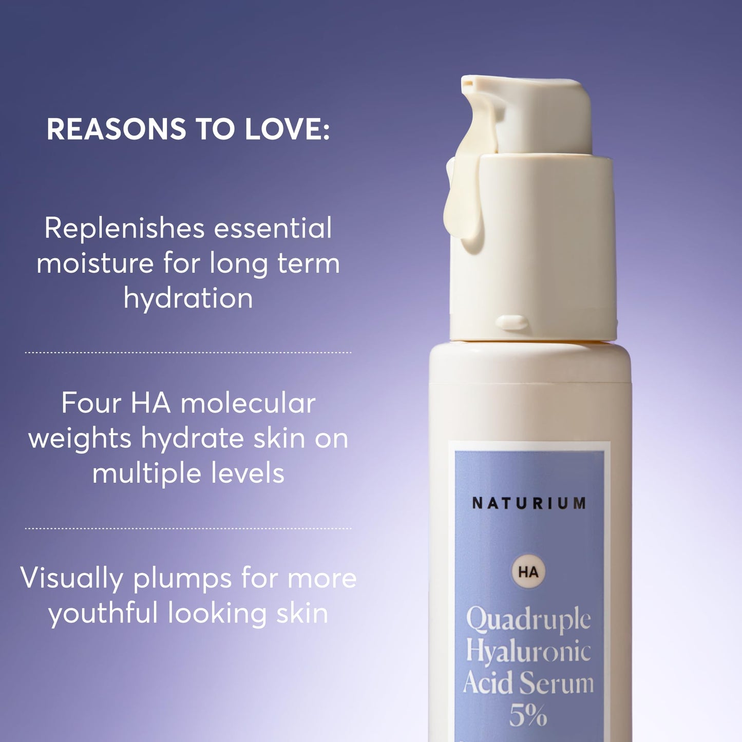 Naturium Quadruple Hyaluronic Acid Serum 5%, Hydrating & Plumping Face Serum, Anti-Aging & Moisturizing Skin Care, Fragrance-Free, 1 oz Beauty & Personal Care Naturium