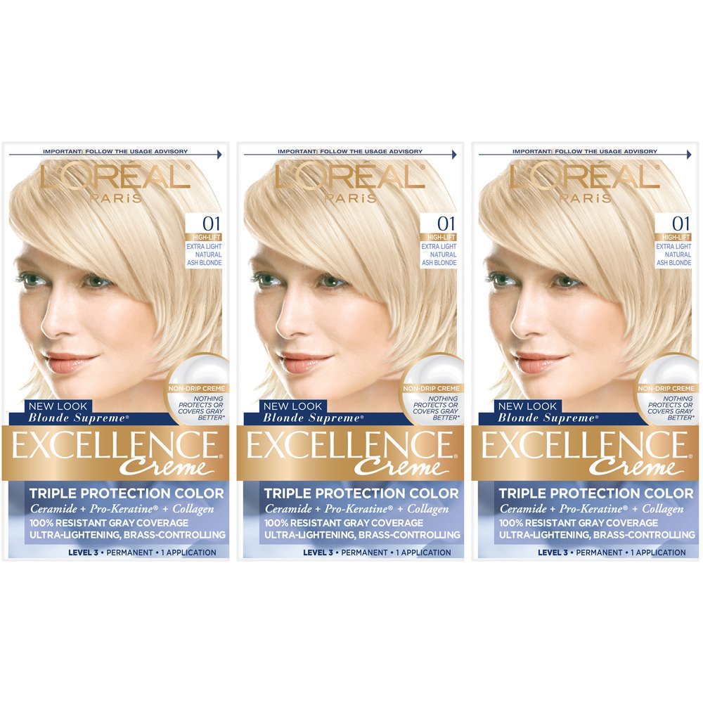 L'Oréal Paris Excellence Créme Permanent Hair Color, 01 Extra Light Ash Blonde, 3 Count Beauty & Personal Care L'Oreal Paris