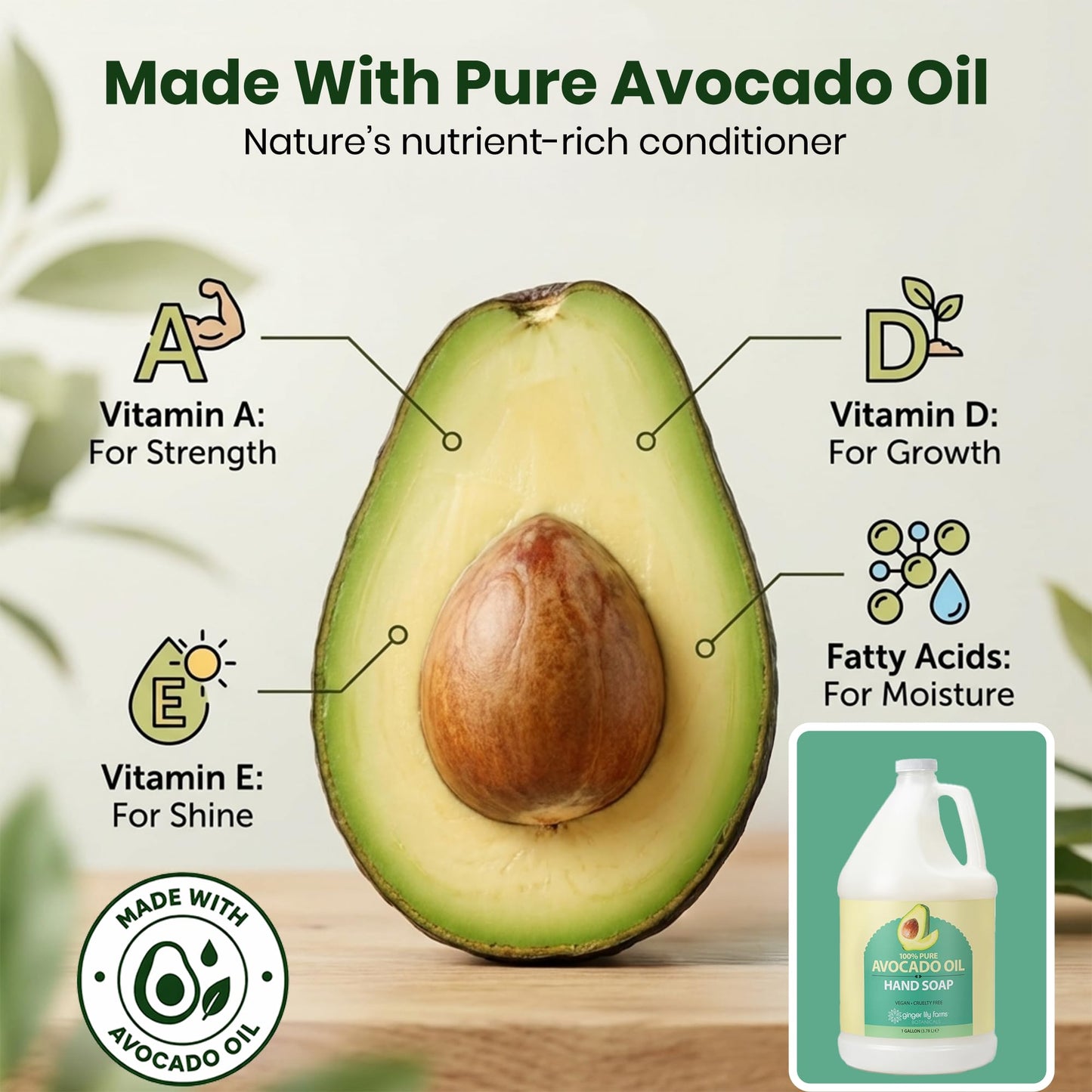 Ginger Lily Farms Botanicals 100% Pure Avocado Oil Hand Soap for All Skin Types, 100% Vegan & Cruelty-Free, 1 Gallon Refill (Pack of 4) Beauty & Personal Care Ginger Lily Farms