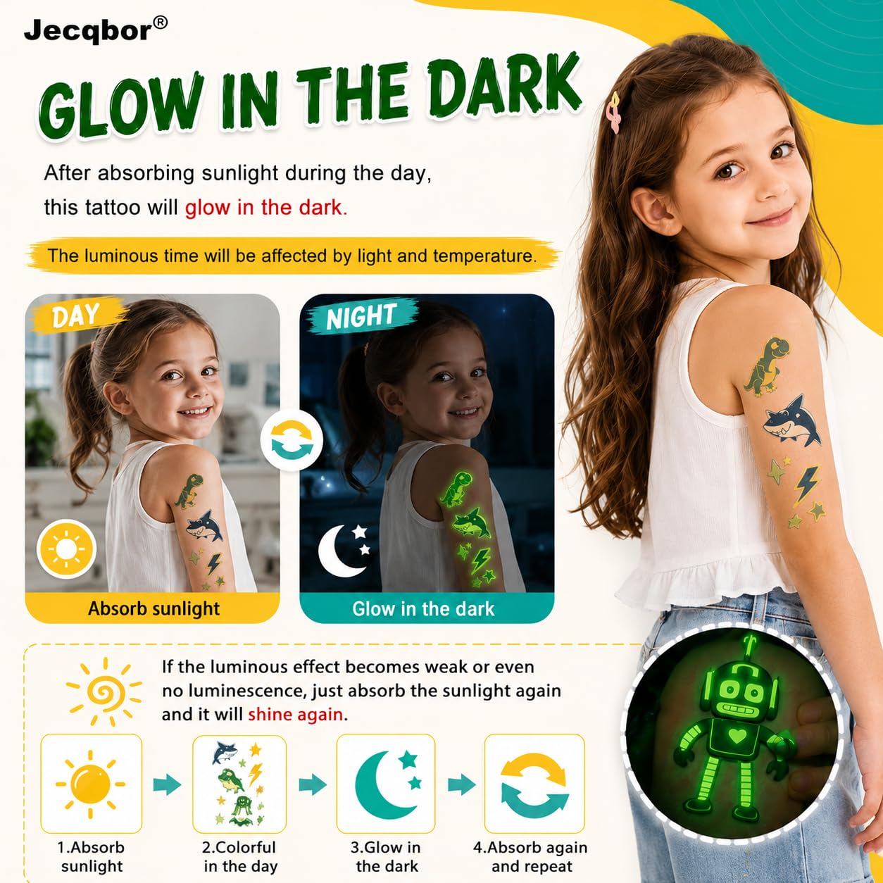 Jecqbor 20 Sheets Printable Temporary Tattoo Paper for INKJET Printer, Transfer Paper Thick Clear for Kids, Family, Christmas, Birthdays, Parties Beauty and Personal Care Jecqbor