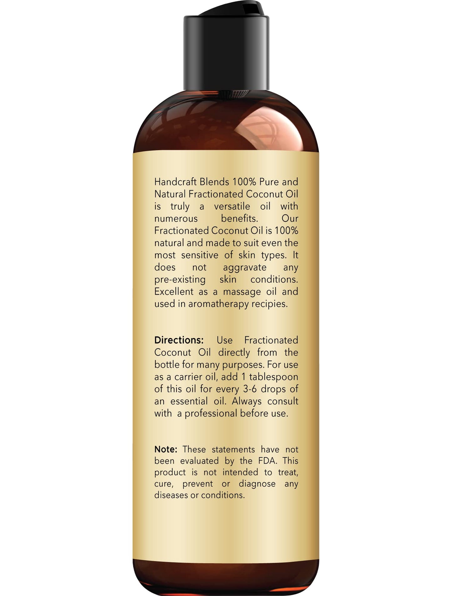Handcraft Blends Fractionated Coconut Oil - 8 Fl Oz - 100% Pure and Natural - Premium Grade Carrier Oil for Skin and Hair - Hair and Body - Massage Beauty & Personal Care Handcraft Blends