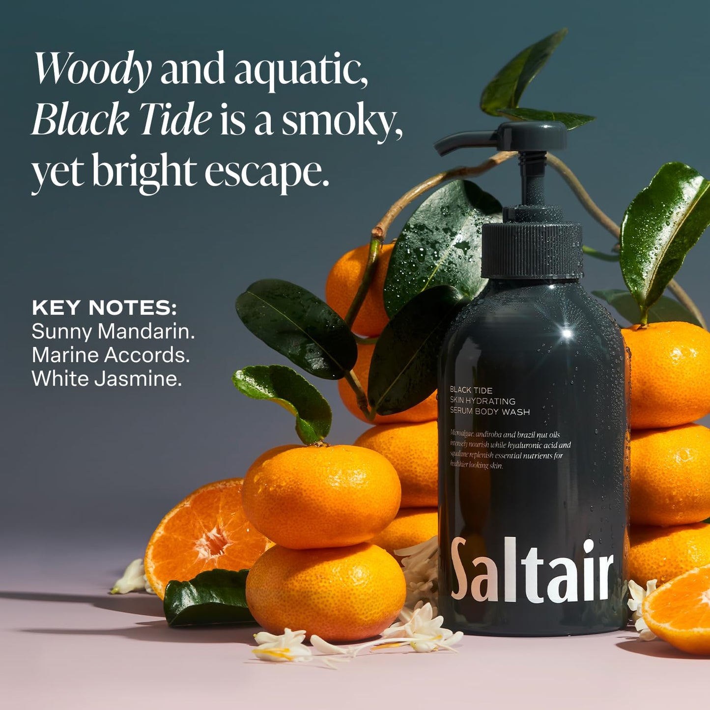 Saltair Body Wash 2-Pack - Moisturizing Body Wash with Squalane & Hydrating Oils - Scented Shower Gel for Men - Black Tide Scent, 2x 17oz - Vegan Beauty & Personal Care Saltair