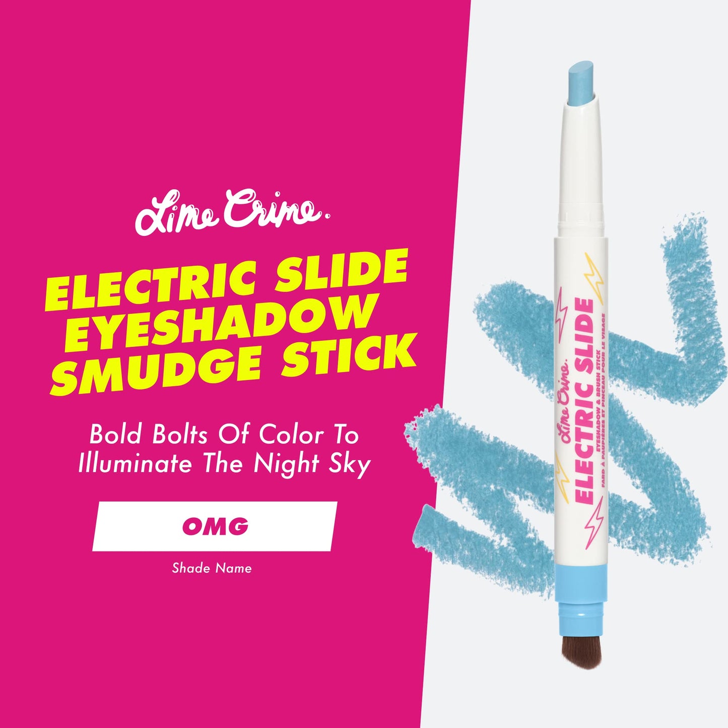 Lime Crime Electric Slide Eyeshadow & Brush Stick, OMG - Lightweight 2-in-1 Eyeshadow Smudge Stick with Angled Brush for Long Lasting & Natural Color Beauty & Personal Care Lime Crime