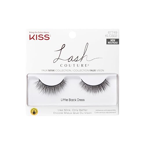 KISS Lash Couture Faux Mink Collection False Eyelashes, ‘Little Black Dress’, 10mm, Easy to Apply, Reusable, Vegan & Cruelty free, No Damage Beauty & Personal Care KISS