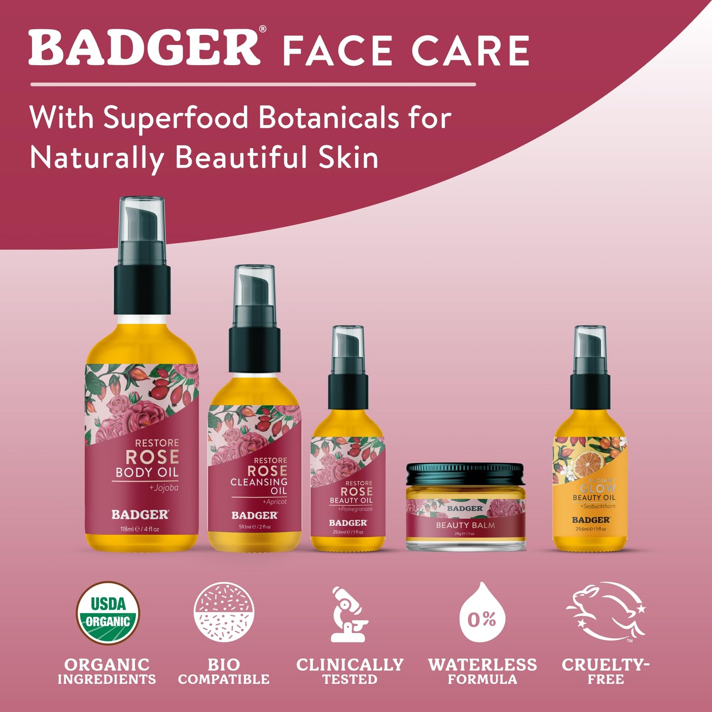 Badger Rose Beauty Balm, 100% Organic Nourishing Treatment For Face, Neck & Hands w/Pure Rose Essential Oil, Intensive Long Lasting Face Moisturizer Beauty & Personal Care Badger
