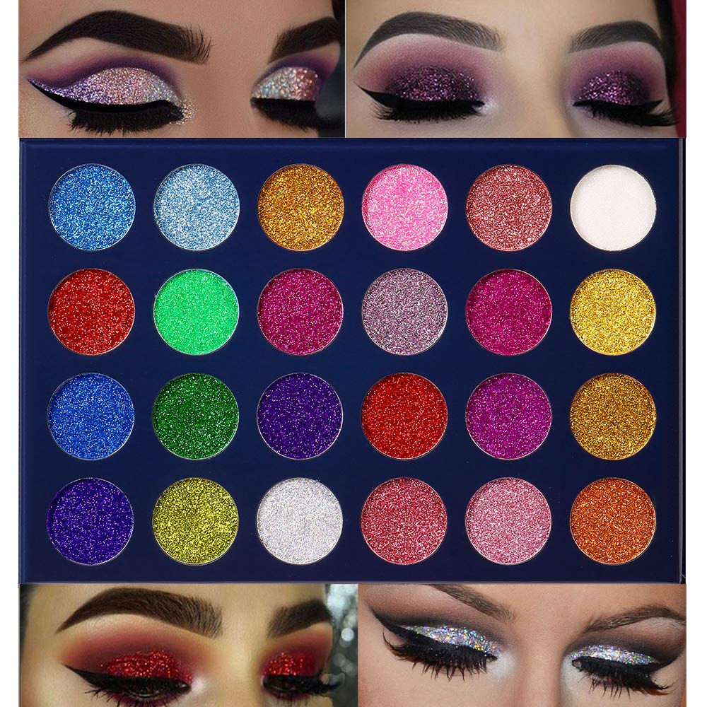 Aolailiya 24 Color Pressed Glitter Eyeshadow Palette - Mineral Ultra Shimmer Makeup Palette Eye Shadow Powder Long Lasting Waterproof Beauty & Personal Care Aolailiya