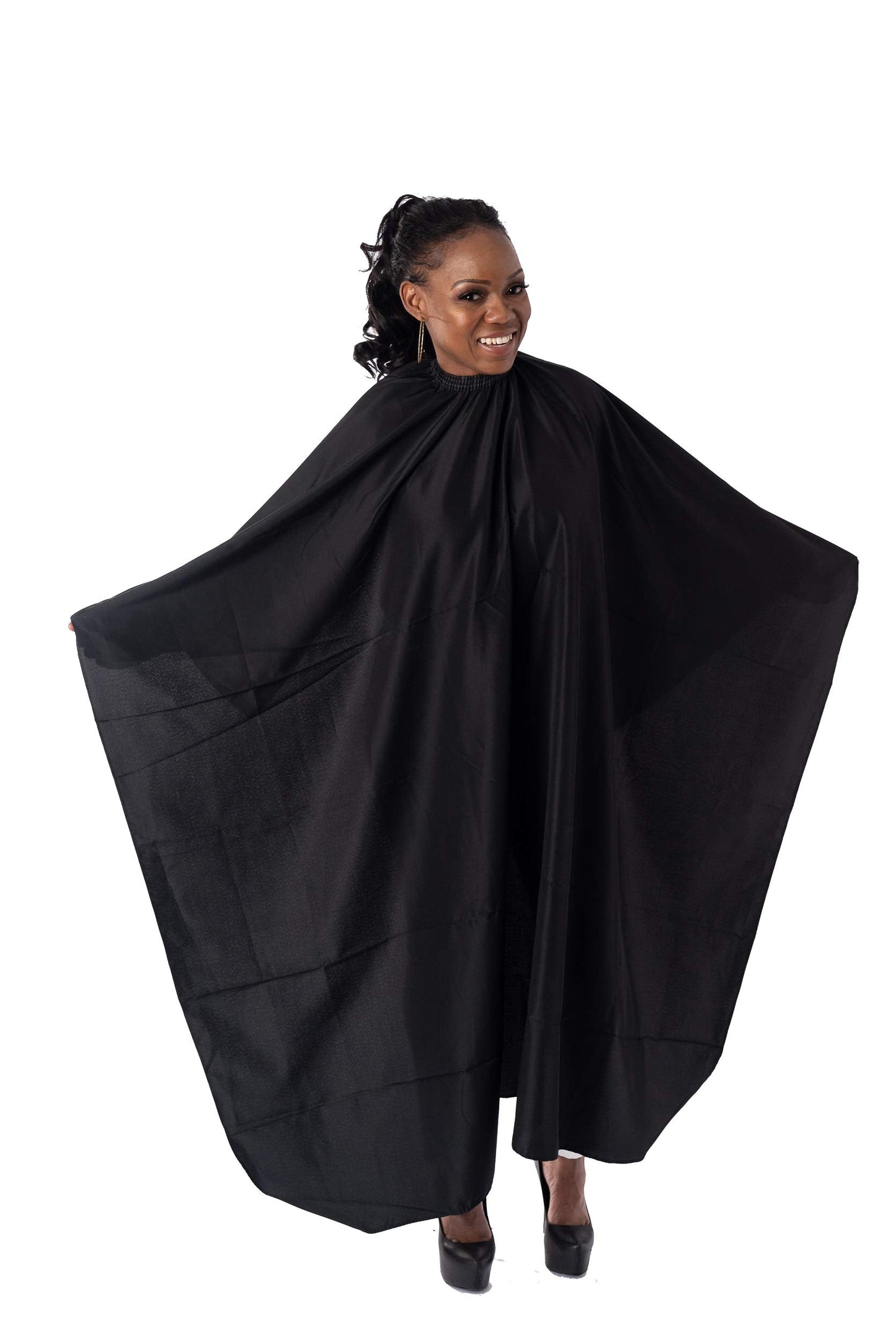 Capes By Sheena Black Nylon Hairdresser Barber Cape W/ 10 Snap Closure, X Large 66” L x 53.5” Stylist Supplies for Hair-Cutting Beauty & Personal Care Capes By Sheena