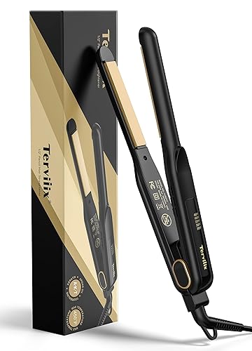 Terviiix 1/2 Inch Flat Iron for Short Hair, Small Hair Straightener and Curler 2-in-1 for Pixie Cuts & Touch-Ups, Rounded Edge Mini Flat Iron for Men Beauty & Personal Care Terviiix