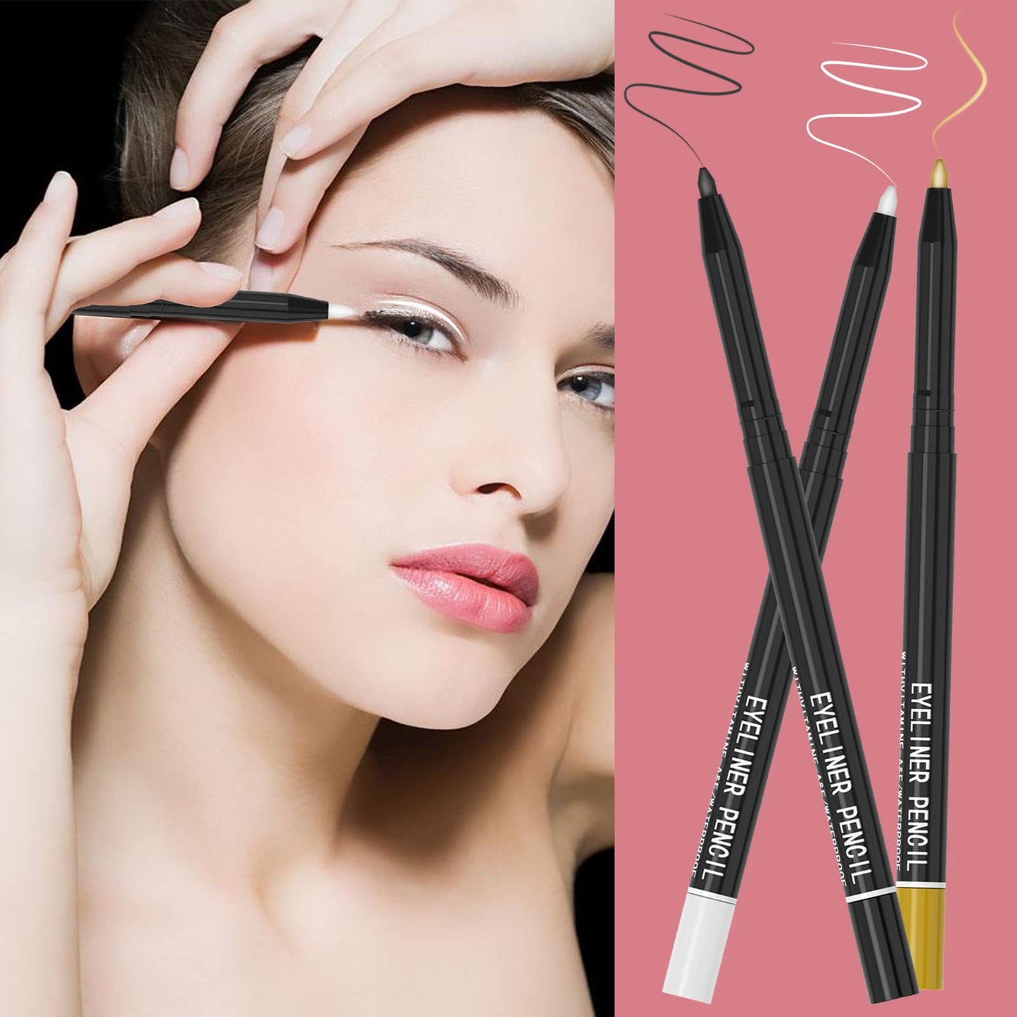 KAIQIKAIXI 12 Kinds Of Color Eyeliner Pen, Eyebrow,Eye Shadow Pencil, Lip Line Pen, Eyelid Pad, Pencil Makeup Set Tool 12PCS (Multicolor) Beauty & Personal Care KAIQIKAIXI