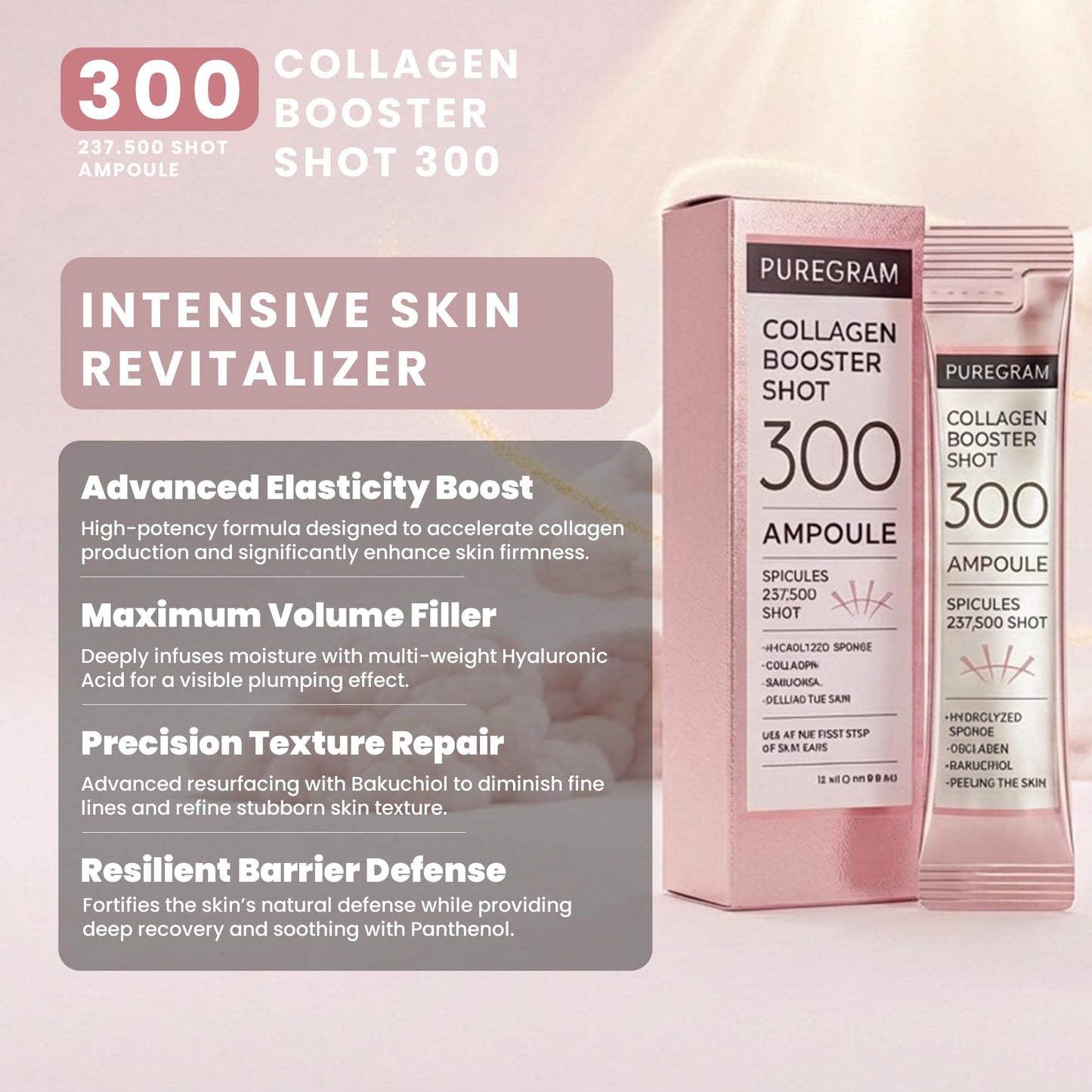 PUREGRAM Collagen Booster Shot 300 Ampoule, Advanced Spicule Microneedling Collagen Serum for Uneven Texture, Elasticity Look & Healthy Glow Beauty & Personal Care PUREGRAM