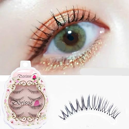 Dorisue Natural Volume False Eyelashes - Ultra Light Clear Band Lashes for Office Daily Wear, 4-10mm, 4 Pairs (E3) Beauty & Personal Care Dorisue