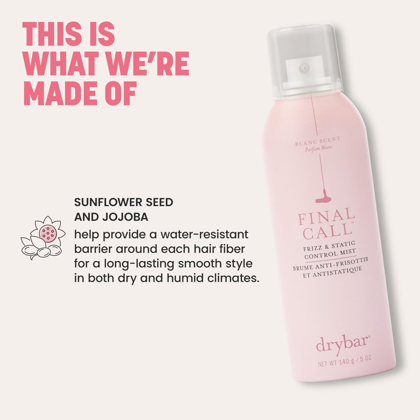 Drybar Final Call Frizz & Static Control Mist Blanc Scent - Full Size | Tames Flyaways to Maintain Smooth and Shiny Blowouts Beauty & Personal Care Drybar