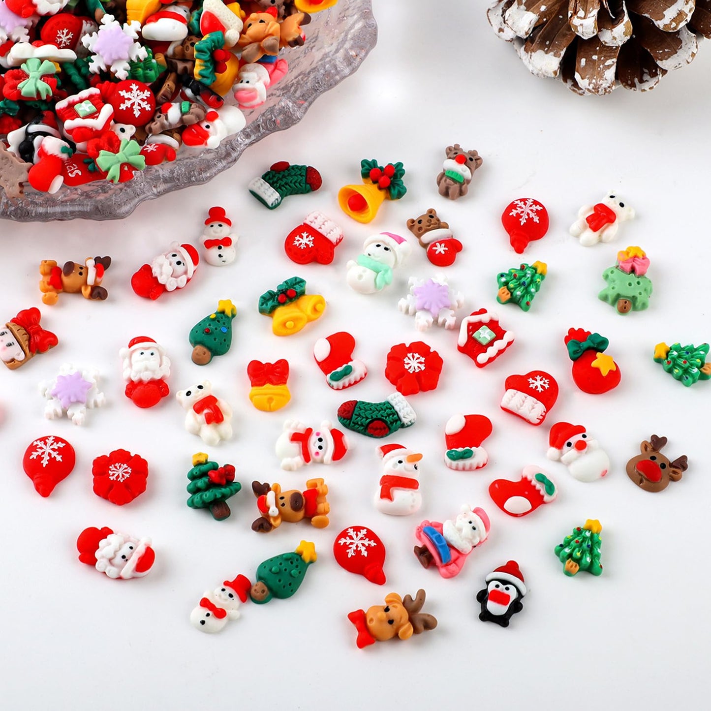 37PCS Christmas Nail Art Charms - Mixed 3D Resin Charms with Santa Claus, Elk, Xmas Tree, Gloves, Bells, Snowman Designs Beauty & Personal Care ONEUPIN