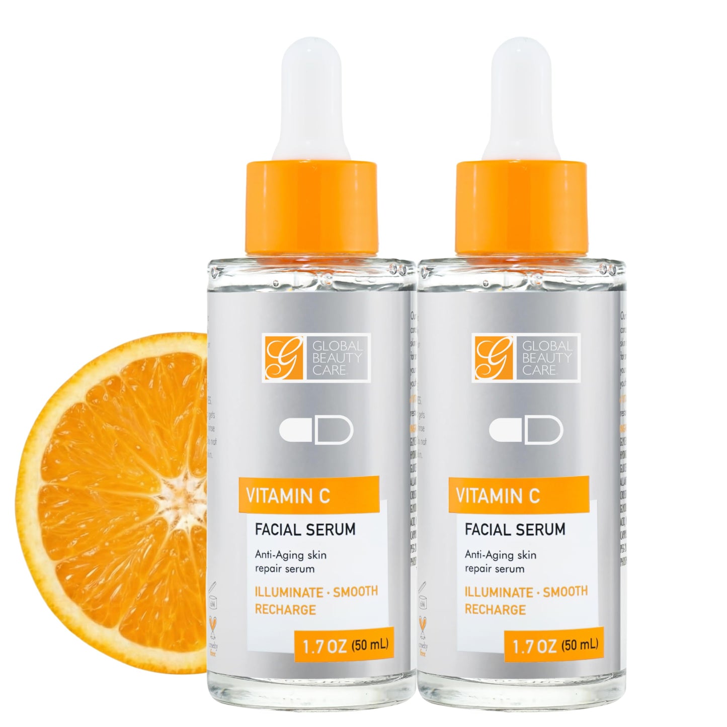 Global Beauty Care Vitamin C Facial Serum - Facial Treatment Serum with Hyaluronic Acid for Uneven Tone & Radiance Appearance Support, Fast Absorbing Beauty & Personal Care Global Beauty Care