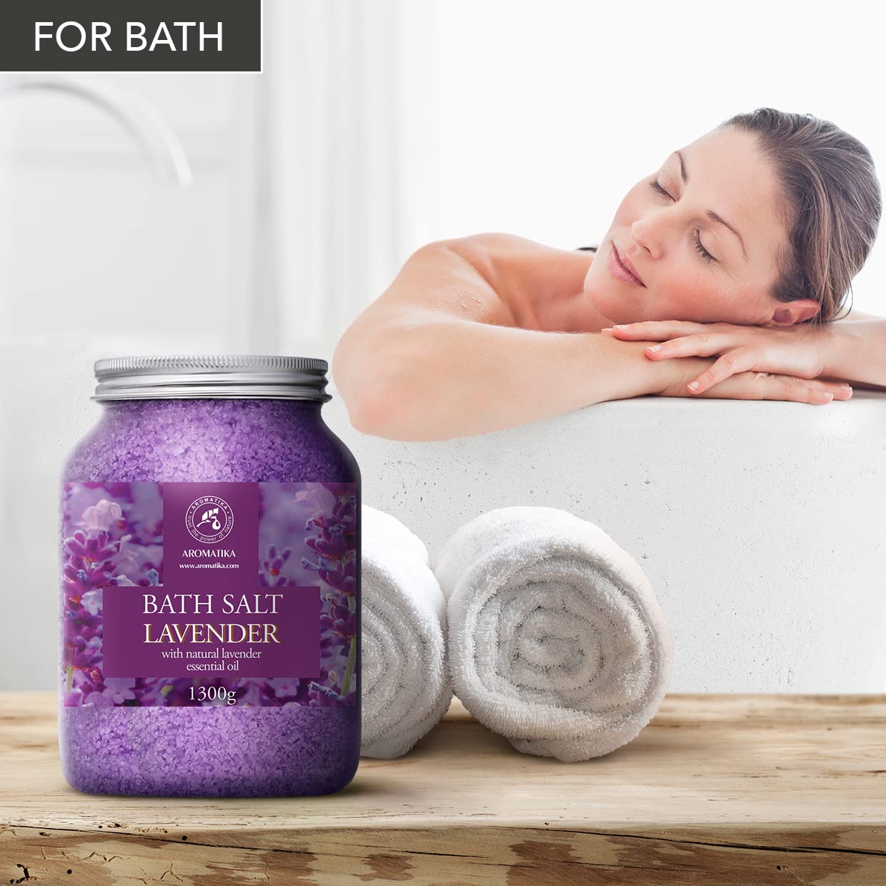 Sea Salt Lavender with Natural Lavender Essential Oil 46 Oz - Lavender Bath Salts - Lavanda Salt 1300g - Best for Good Sleep - Stress Relief - Beauty Beauty and Personal Care AROMATIKA