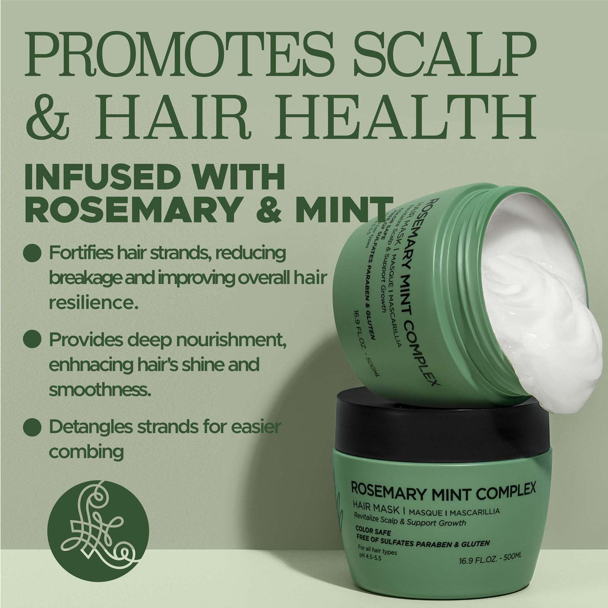 Luseta Rosemary Mint Hair Mask, Repair & Deep Condition for Dry Hair 16.9oz