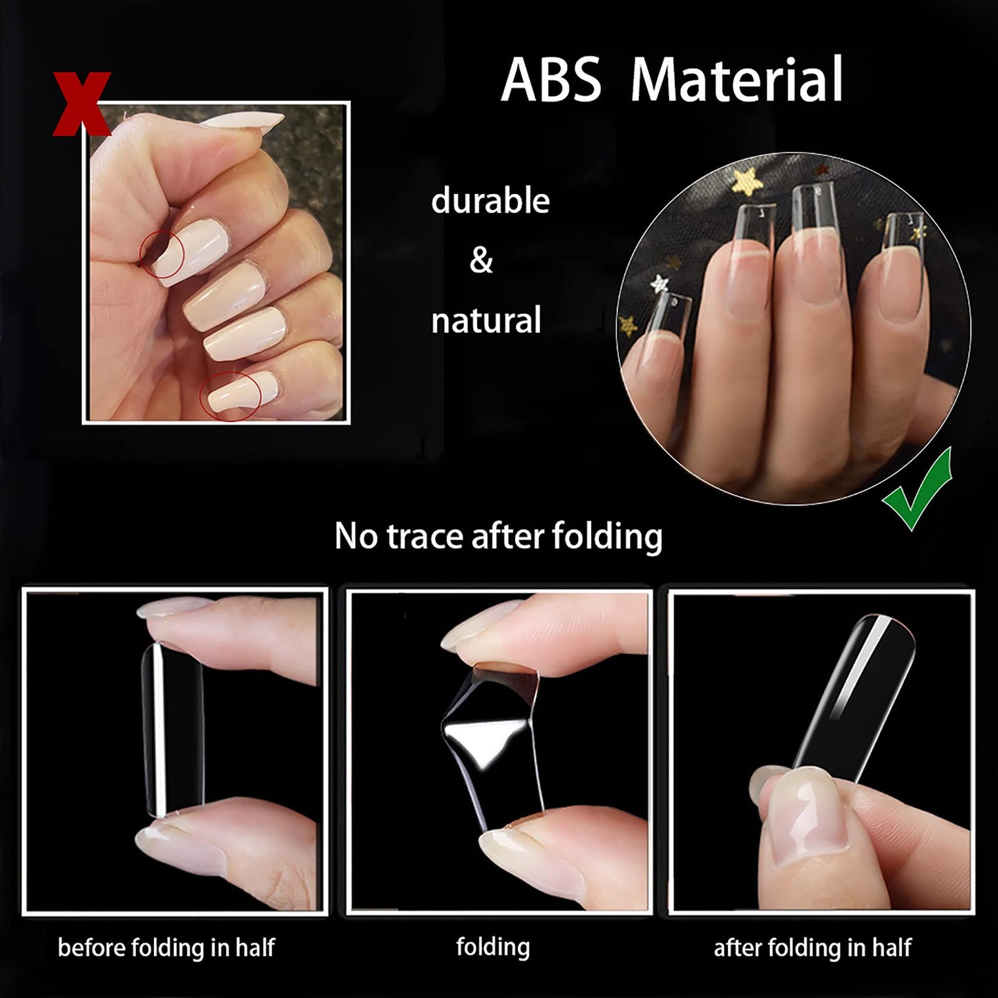 500Pcs Square Nail Tips Full Cover Clear Fake Nail Tips for Acrylic Nails, Size 0~9 Beauty & Personal Care Ohlove