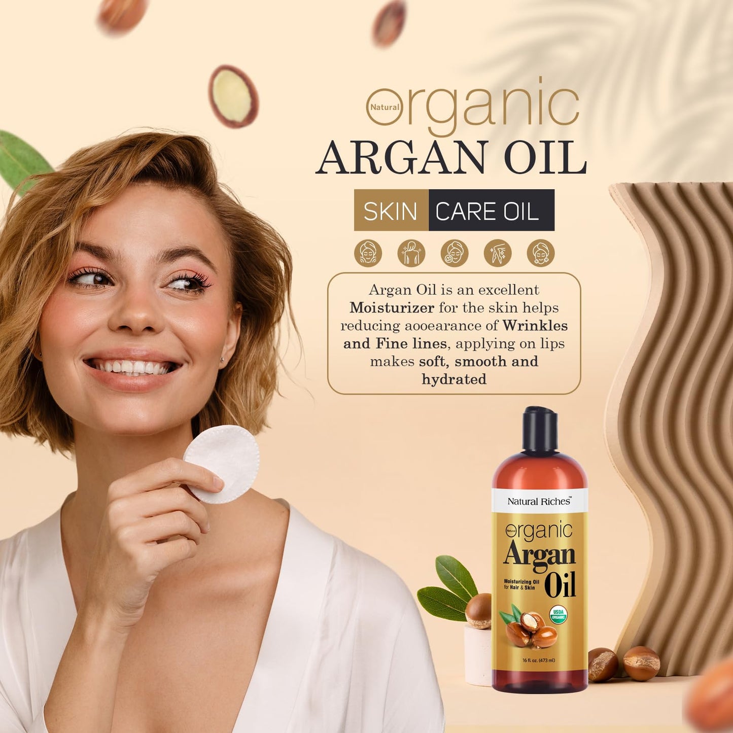Natural Riches Organic Argan Oil of Morocco 16oz Penetrating Hair oil Deep Moisturizing Serum for Dry, Damaged & Coarse Hair pure Moroccanoil Cold Beauty & Personal Care Natural Riches
