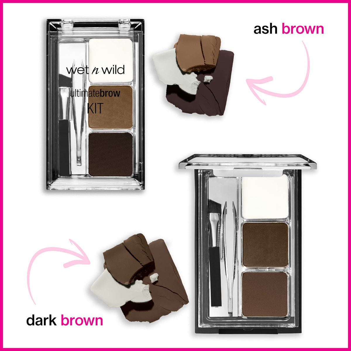 wet n wild Ultimate Eyebrow Makeup Kit, Long-Lasting Matte Brow Powder, Tweezers, Wax & Brush, Built-In Mirror, Purse-Friendly Compact - Dark Brown Beauty & Personal Care wet n wild