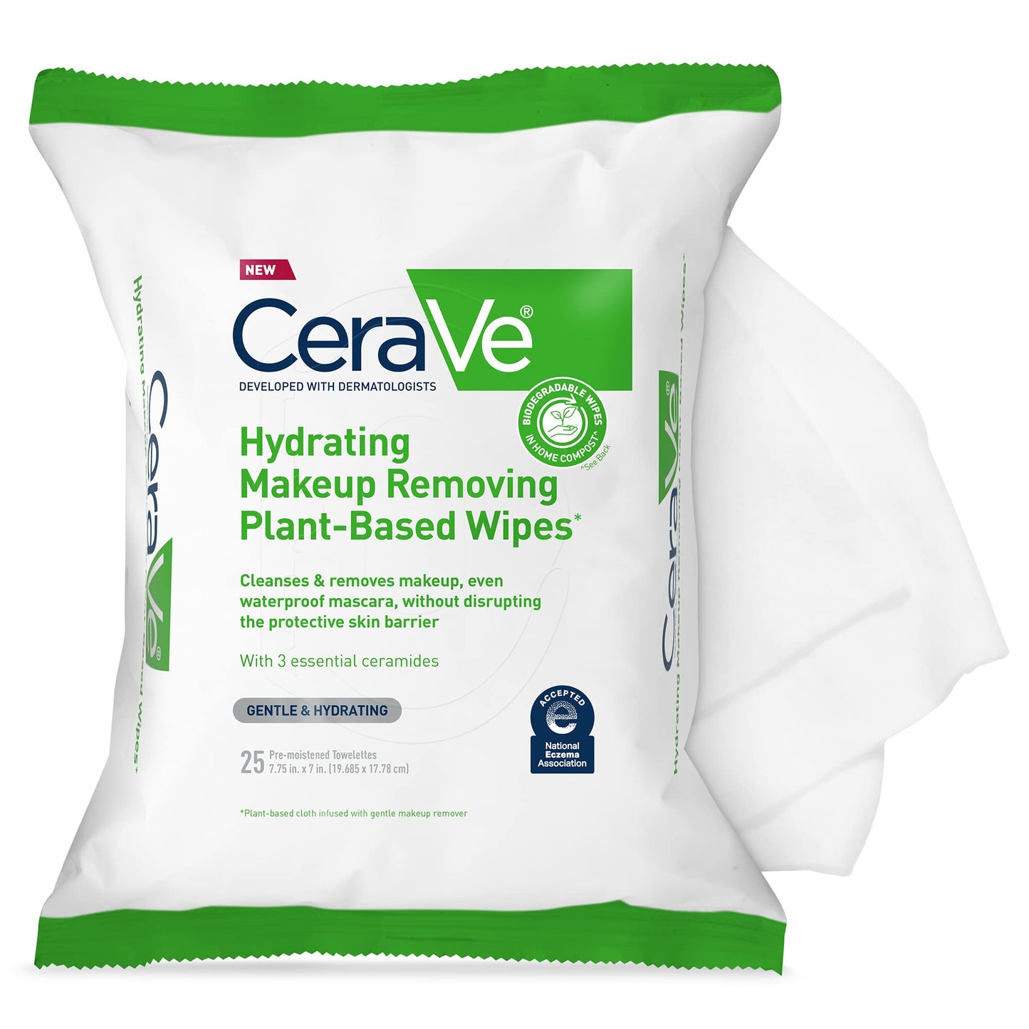 CeraVe Makeup Remover Wipes, Plant Based Face Wipes, Biodegradable in Compost, Waterless Face Wash, Travel Essentials for Women, Suitable Beauty and Personal Care CeraVe Default Title