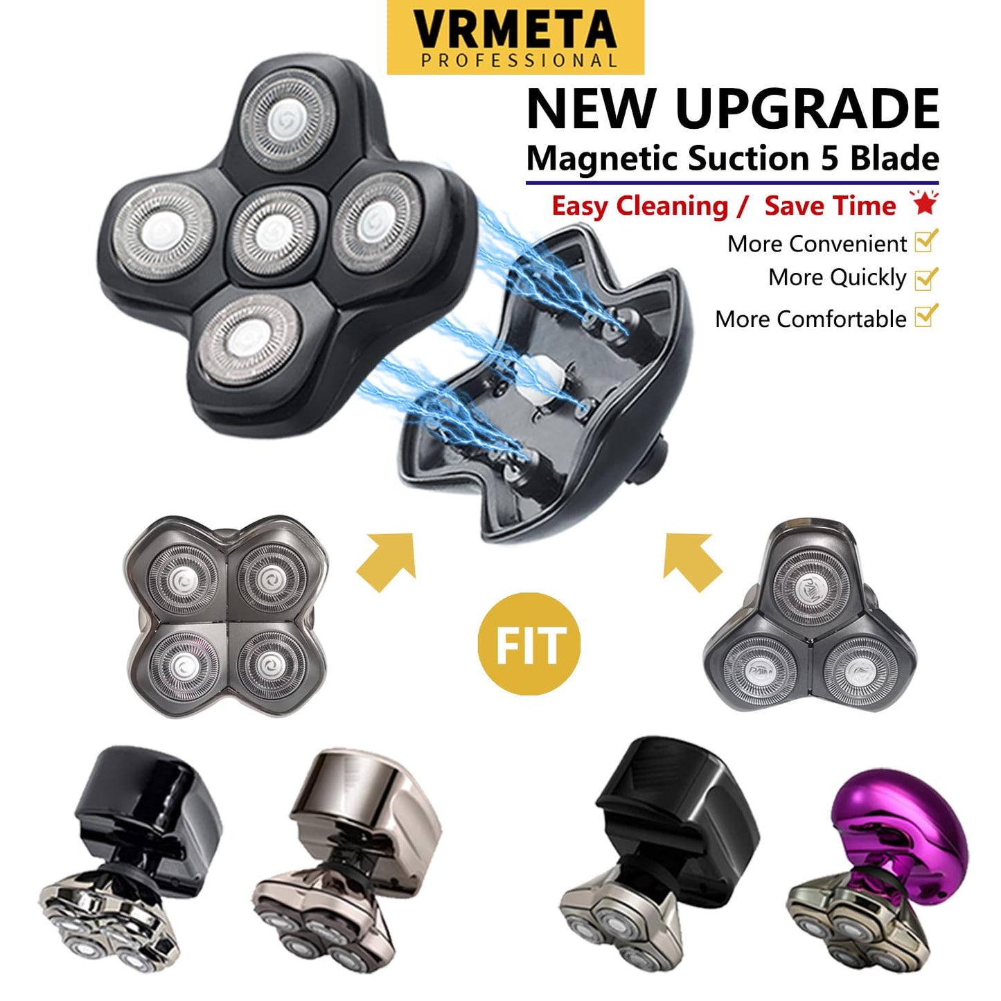 New Upgrade Head Shaver Replacement Heads for Skull Shaver Pitbull Platinum Pro Butterfly Kiss, and Palm Hypo-Allergenic Electric Razor Beauty and Personal Care VRMETA