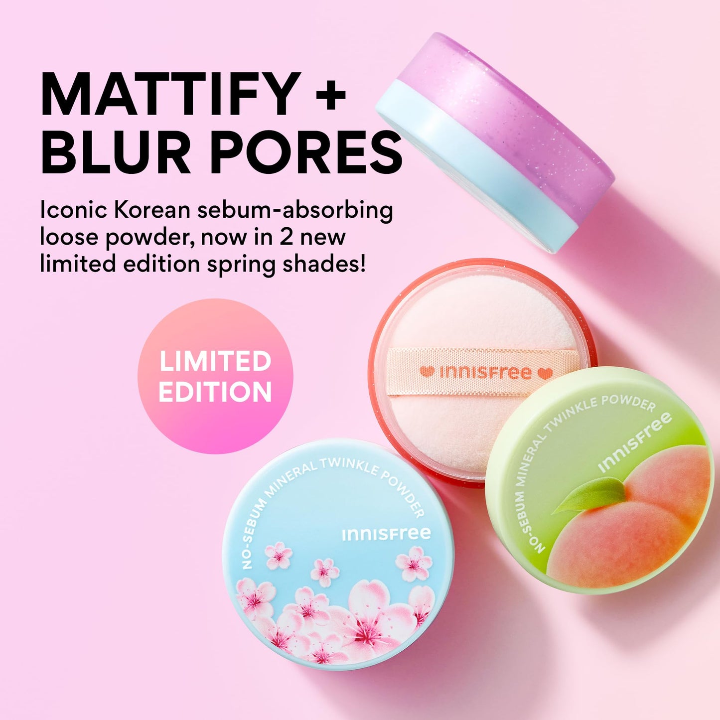 innisfree Cherry Blossom No Sebum Mineral Powder | Light Pink Loose Powder for Face | Korean Setting Powder for Oil and Shine Control | Blurs Fine Beauty and Personal Care innisfree