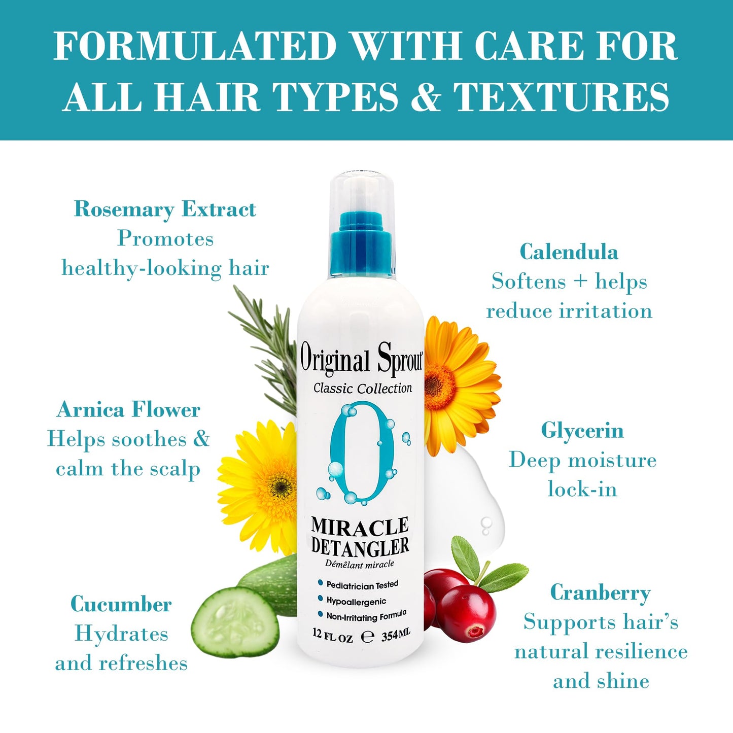 Original Sprout Miracle Detangler Spray, Lightweight Non-Greasy Leave-In Conditioner Spray for All Hair Types, Smooths, Softens & Detangles, Vegan Beauty & Personal Care Original Sprout