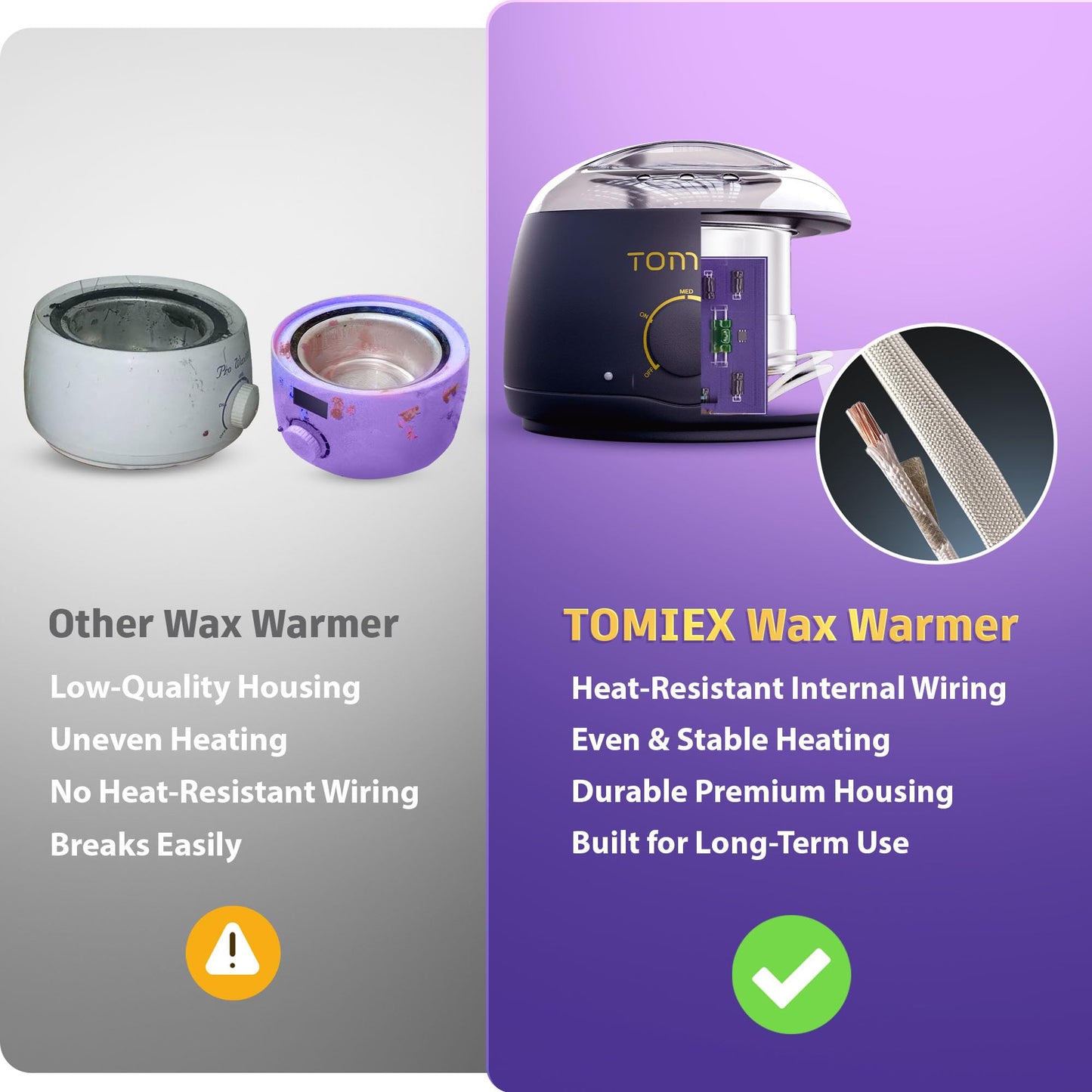 Tomiex Waxing Kit for Hair Removal - Wax Warmer with Large Silicone Pot and Hard Wax Beads for Brazilian, Full Body, Face, Eyebrows, and Bikini Waxing Beauty and Personal Care Tomiex