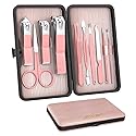 ZIZZON Travel Mini Manicure Set Nail Clipper Set 10 in 1 Stainless Steel Pedicure Care Grooming kit with Case Pink Beauty & Personal Care ZIZZON