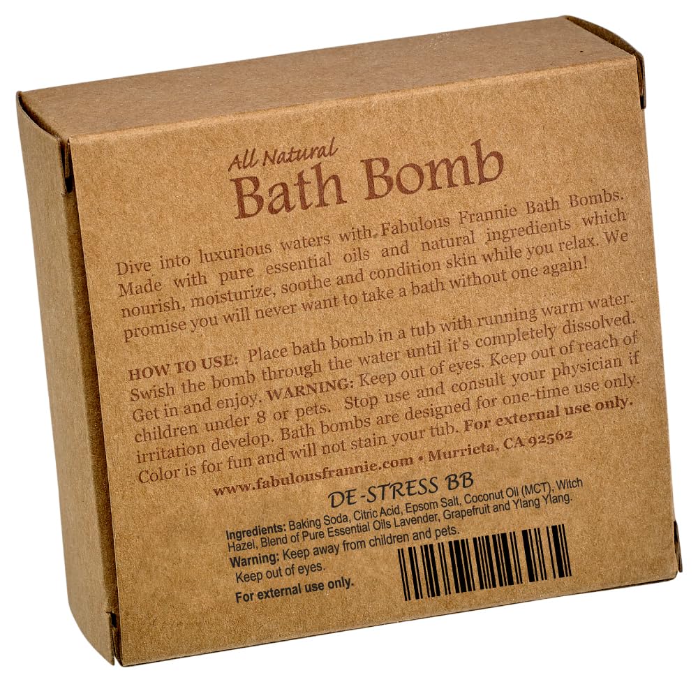 Fabulous Frannie De-Stress Natural, Handmade Bath Bomb Set, Rich in Essential Oil, Mineral Salt, Coconut Oil, Witch Hazel, Fizzies to Moisturize Skin… Beauty & Personal Care Fabulous Frannie