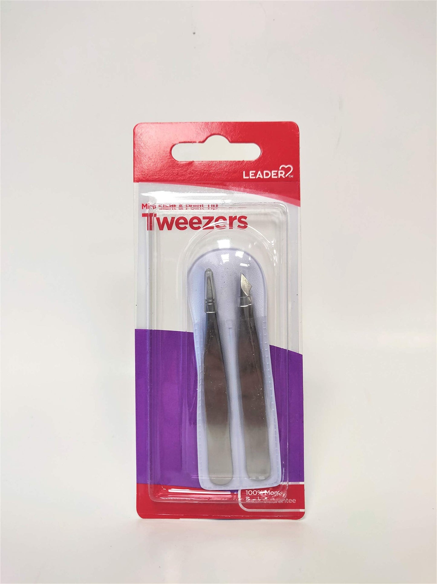 LEADER Tweezers Mini Slant/Point with Case Beauty and Personal Care Leader
