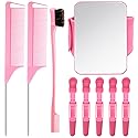 9 Pcs Hair Braiding Tools -2 Pieces Rat Tail Comb Parting Comb for Braiding 1Dual Edge Brush and Magnetic Wrist Sewing Pincushion Wristband Pin Beauty & Personal Care AESIFR