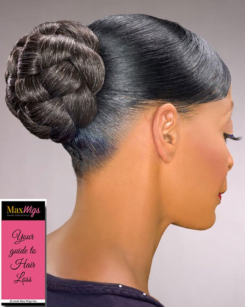 Maxwigs Dome L Hairpiece Color 4 Med Dark Brown - Foxy Silver Wigs Thick Braided Chignon Comb Attachment Updo Style Hairpiece Extension Synthetic