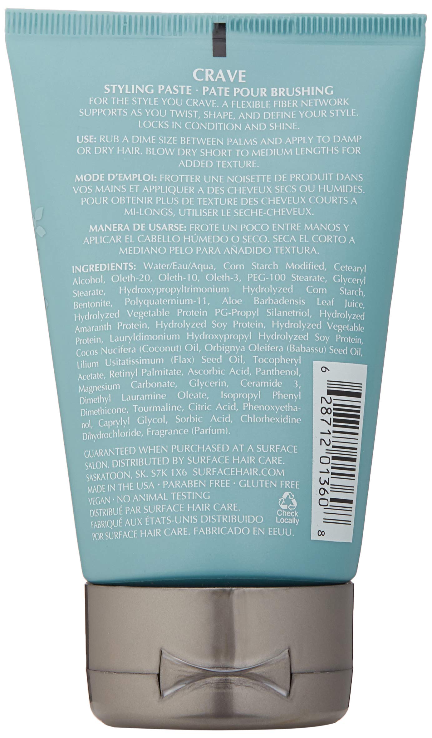 SURFACE Hair Crave Styling Paste, Vegan and Paraben-Free Texture and Definition, Matte-Finish, 4 Fl Oz Beauty & Personal Care SURFACE