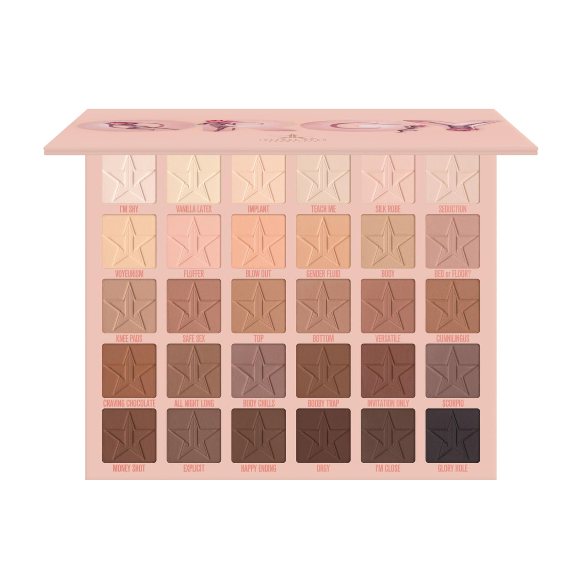 Jeffree Star Cosmetics Orgy Artistry Palette, 30 Highly-Pigmented Matte Nude Eyeshadows, Creamy Blendable Formula, Universal Skin Tones