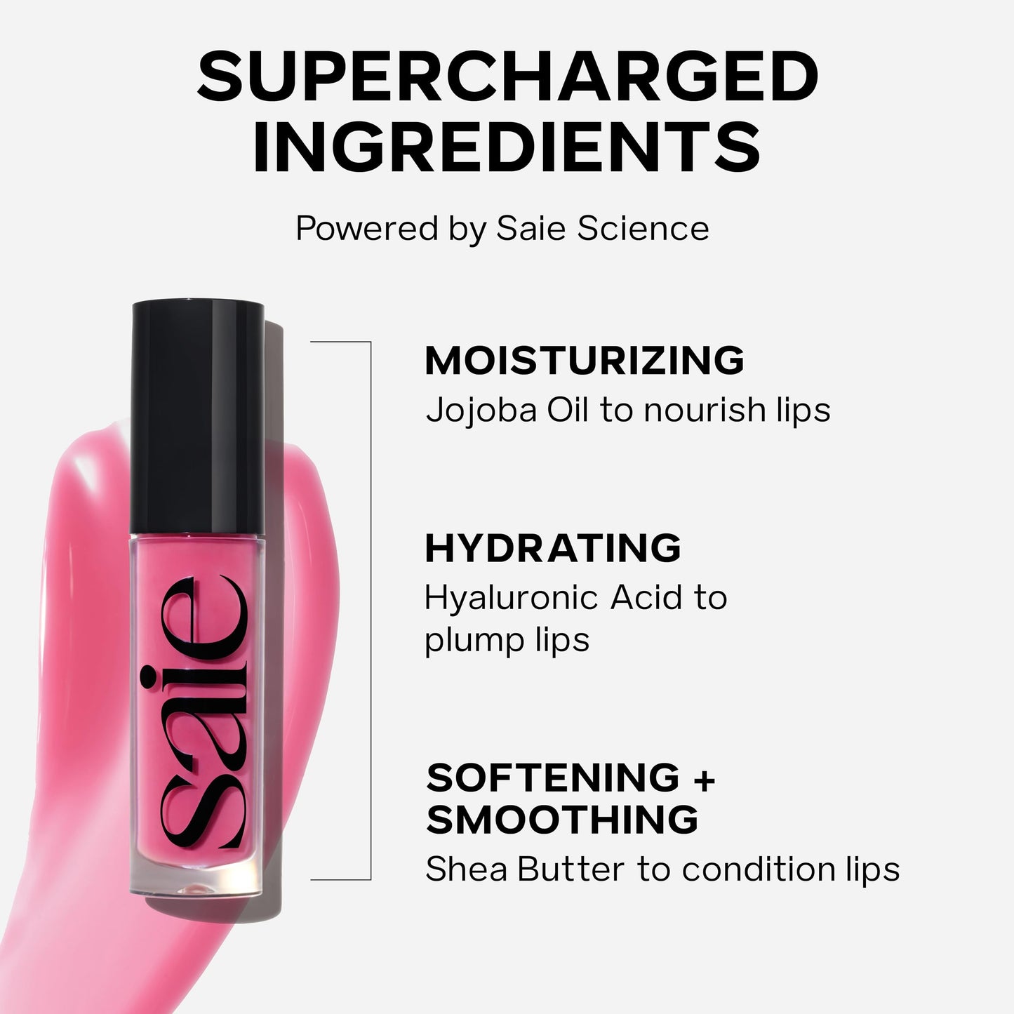 Saie Glossybounce - Hydrating Lip Gloss and Tinted Lip Oil Hybrid with Hyaluronic Acid & Jojoba Oil for Non-Sticky, Ultra-Shiny, Plump & Soft Lips - Beauty & Personal Care Saie