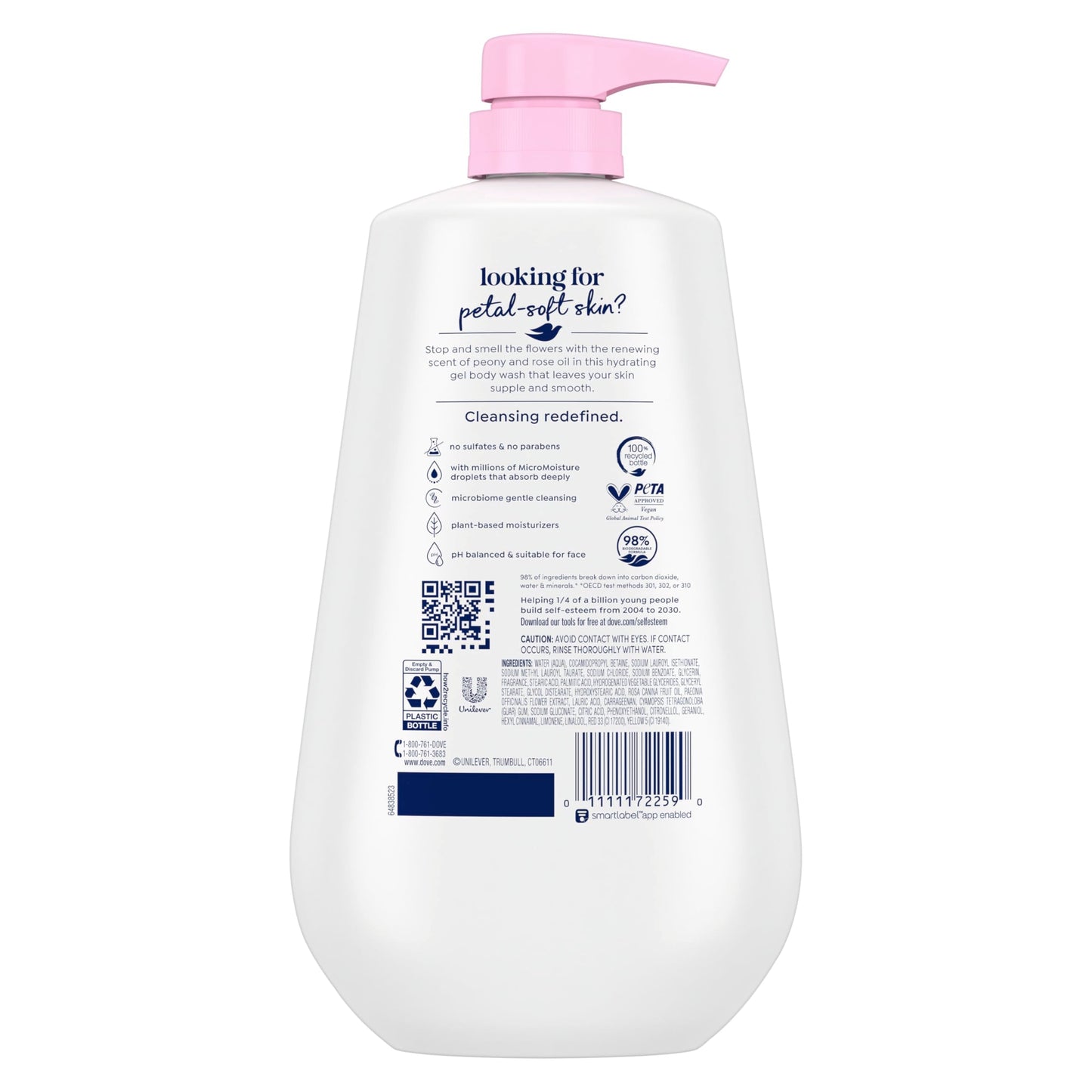 Dove Body Wash with Pump Renew Peony & Rose Oil For 24hr Lotion-Soft Skin Moisturizing Skin Cleanser with No Sulfates No Parabens 30.6 Oz Beauty & Personal Care Dove