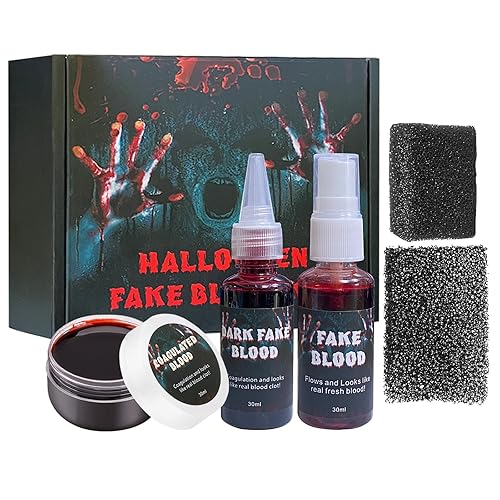 5PCS Halloween Fake Blood Kit, Fake Blood Spray, Fake Blood for Clothes, Suitable for Vampires, Zombies, Horror Costumes Beauty & Personal Care TBTFW