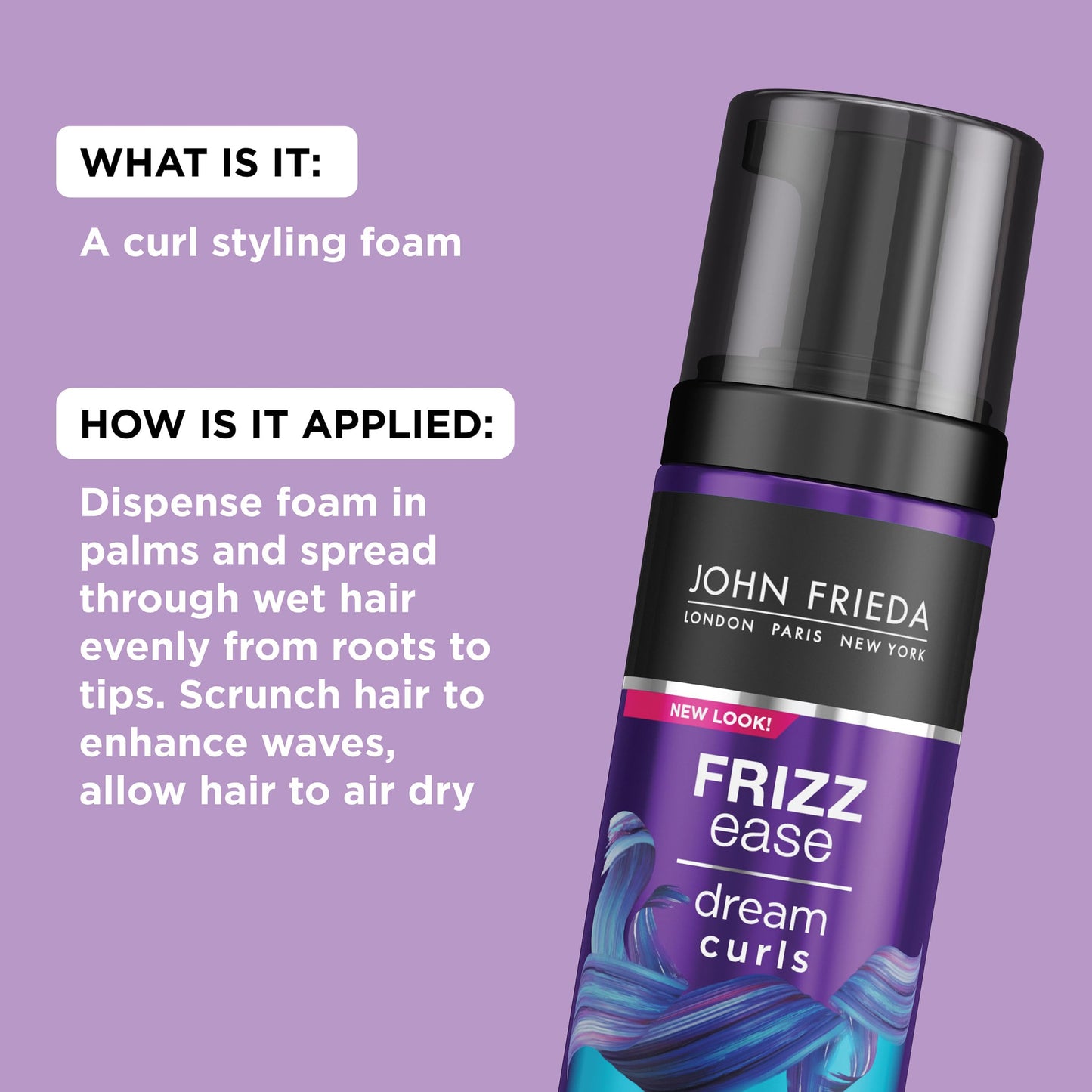 John Frieda Anti Frizz, Frizz Ease Dream Curls Air Dry Waves Styling Foam, Curl Defining Frizz Control, Hair Product for Curly and Wavy Hair, 5 Oz Beauty & Personal Care John Frieda