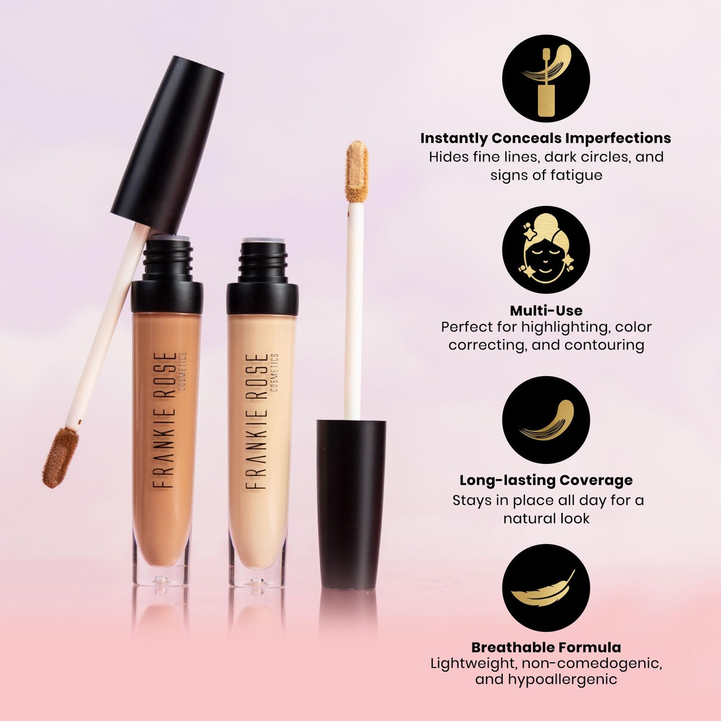 Frankie Rose Cosmetics Our Lil’ Secret Concealer - Full, Long Lasting Coverage for Dark Circles and Fine Lines - Easy to Blend - Soft, Smooth Beauty & Personal Care Frankie Rose Cosmetics