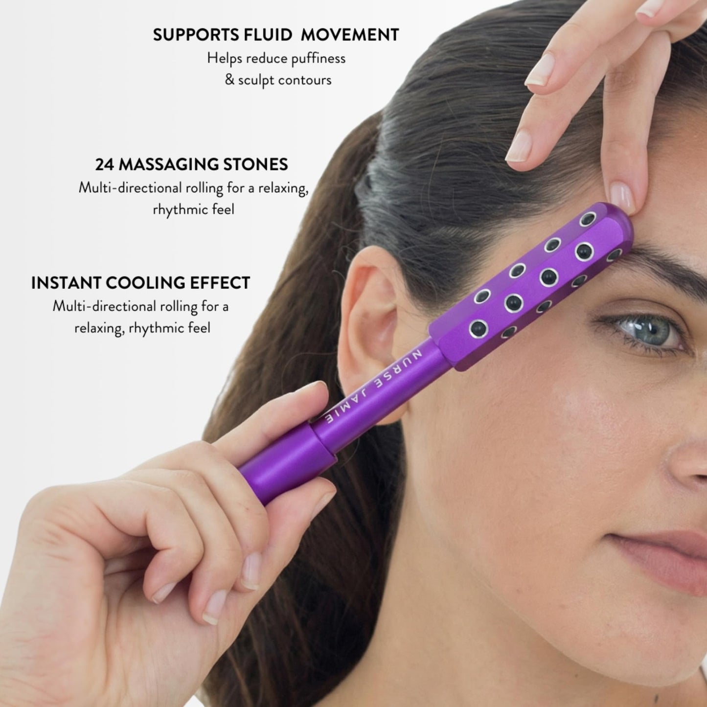 Nurse Jamie Uplift Facial Massaging Beauty Roller - Purple - Facial Massager with 24 Stones for Sculpting, Firming & Reducing Puffiness Beauty & Personal Care Nurse Jamie
